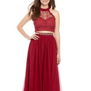 2 piece embellished halter gown